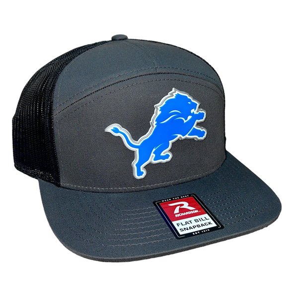 Detroit Lions 3D Snapback Seven-Panel Trucker Hat- Charcoal/ Black - Picture 3 of 4